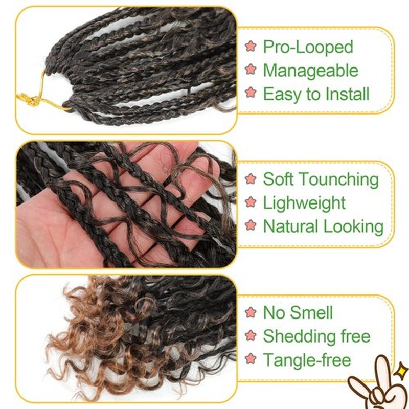 Fulcrum Goddess Box Braids Crochet Hair 10 Inch, 9 Packs Box Braids Crochet Hair for Women, Crochet Braids with Curly Ends (10Inch, T30#)