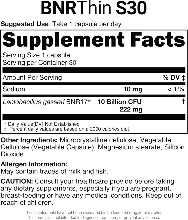 Lactobacillus Gasseri BNR17 Probiotic - 10 Billion CFU, 30 Capsules for Digestive Health