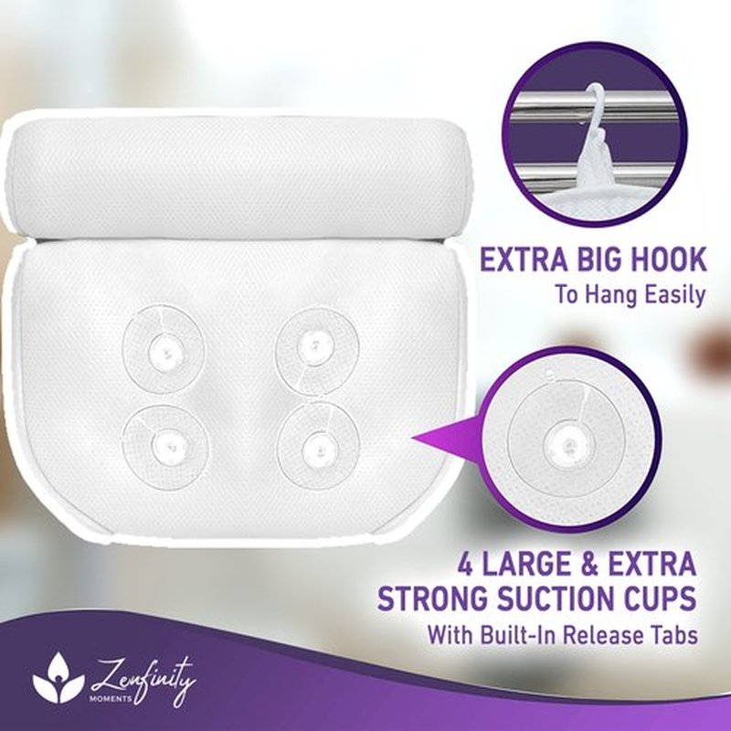 Bath Pillow - Square Bath Pillows for Tub Neck & Back Support, Luxury Bathtub Pillows for Head & Neck, Soaking, Bubble Bath & Spa, Bathtub Accessories for Women - Gifts for Women, Wife, Girlfriend