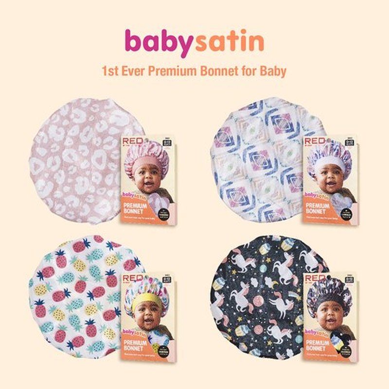 Red by Kiss Baby Satin Bonnet Sleep Caps Hair Wraps Hair Bonnet (Black Unicorn)