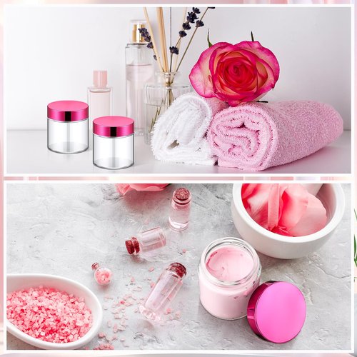 Norme 24 Pcs 4 oz Glass Jars with Lids Leakproof Round Airtight Jars Empty Cosmetic Jars with Inner Liners Lid for Storing Lotions Powder Ointments Candle Making (Rose Gold)