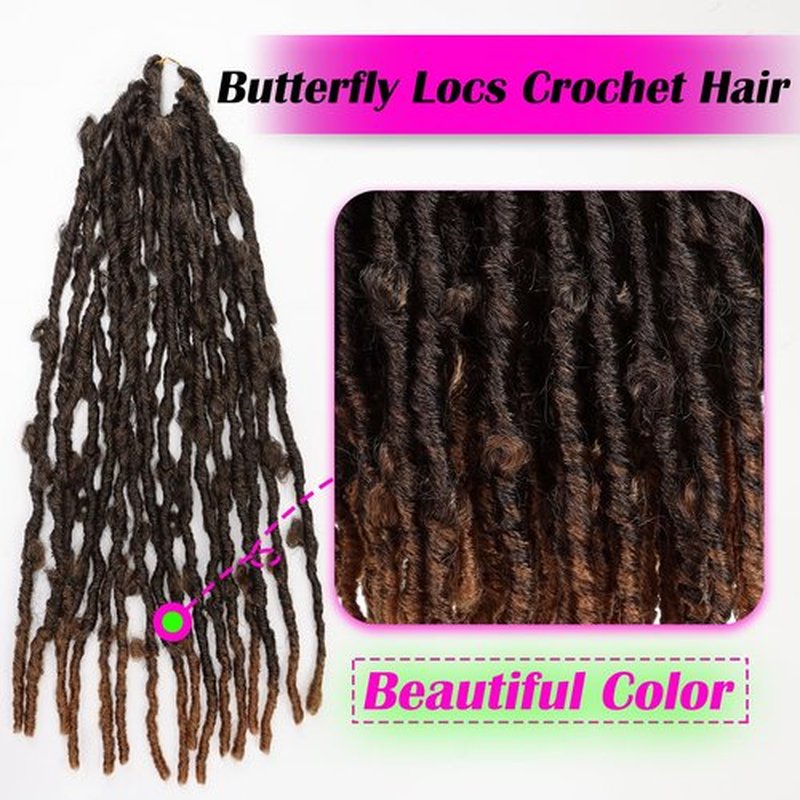 PURSHINE 6Packs Butterfly Locs 30Inch Long Crochet Hair Pre Looped for Women Girls Kids,Faux Locs Crochet Hair（27-Light Brown Mixed Black）