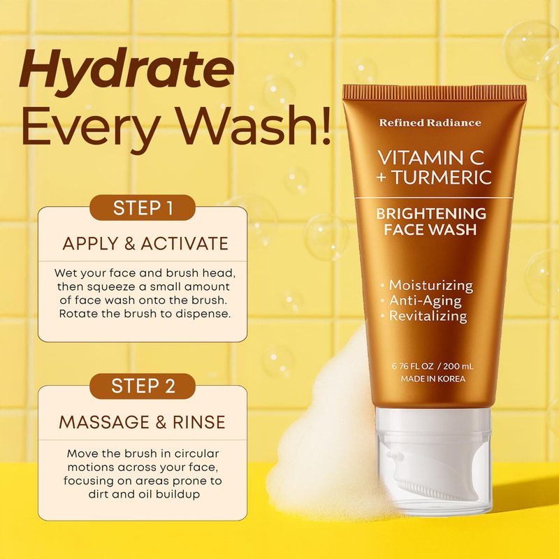 Refined Radiance Hyaluronic Acid & Collagen Face Wash – Dermatologist Tested, Anti-Aging, Korean Skin Care, Hydrates Firms Soothes – Clean, Vegan, Gentle Facial Cleanser for Dry Sensitive Skin, 200 ML