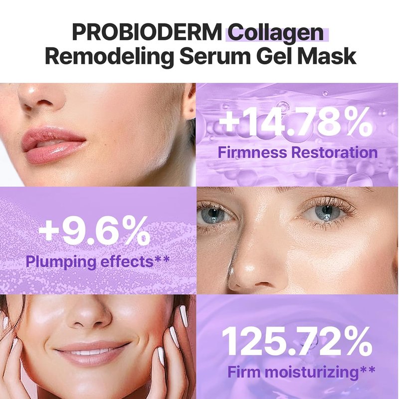 Collagen Remodeling Serum & Gel Mask Set - Firming, Pore-Tightening Skincare with Collagen & Peptides | 6 Hydrogel Masks Included