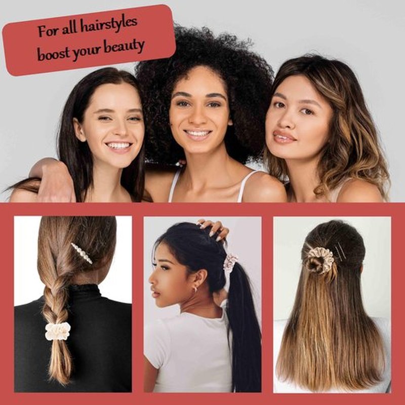 MurierSilk Silk Hair Scrunchies, 100% Pure Mulberry Silk Hair Tie for Women Grils, 6 Count, Small-6pcs-N, Prevents Hair From Frizz And Breakage