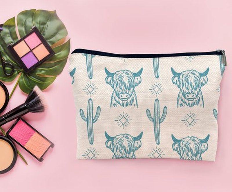 Lacosu Western Makeup Bag,Western Gifts For Women,Cow Makeup Bag,Cowgirl Stuff,Western Stuff For Women,Western Gifts,Cowgirl Gifts(COW H)