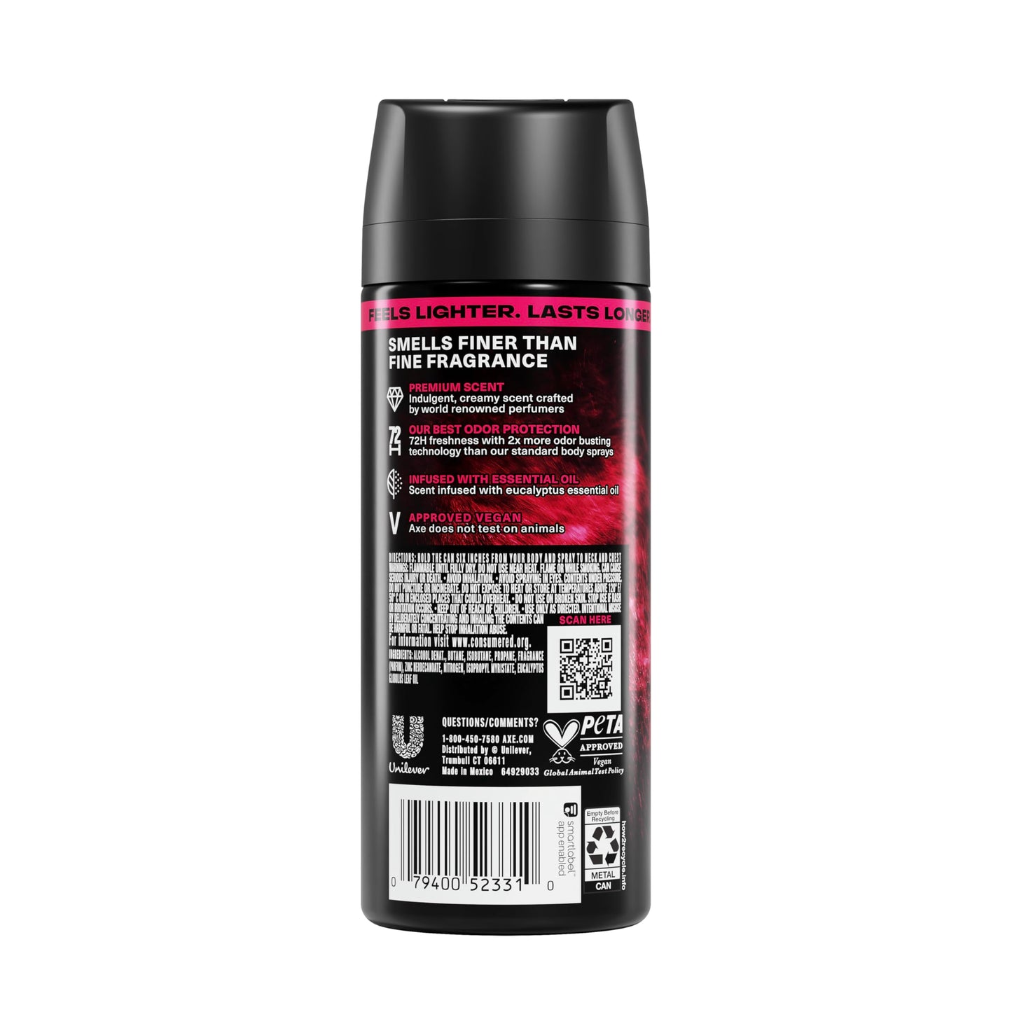 AXE Fine Fragrance Collection Body Spray 3 Count Cherry Spritz 72 Hour Freshness Aluminum Free 2.9 oz