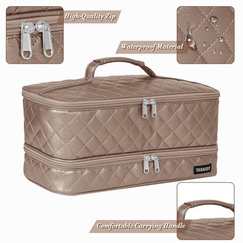 ZRRAJOY Double Layer Storage Case For Shark Flexstyle, Travel Carrying Case For Shark 430/440 Flexstyle, Organizer Bag For Shark Flexstyle/Dyson Airwrap Styler Attachments (Bronze)