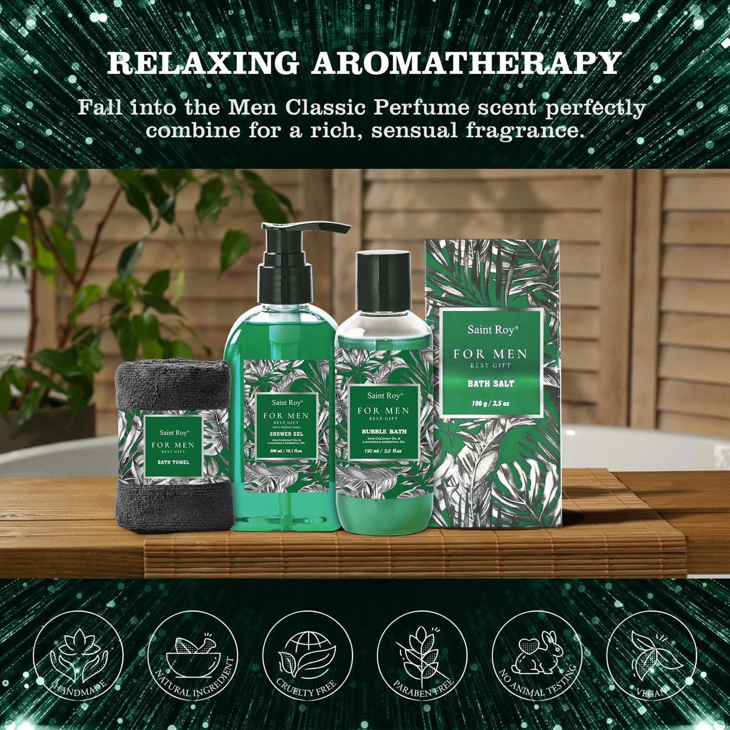 15 Pcs Fathers Day Gifts for Men Dad, Cedar & Bergamot Bath & Body Gift Basket, Face Skin Care Kit, Self-Care Gift, Beard Balm, Shower Gel Men Gift set, Birthday, Christmas, Mother, Husband