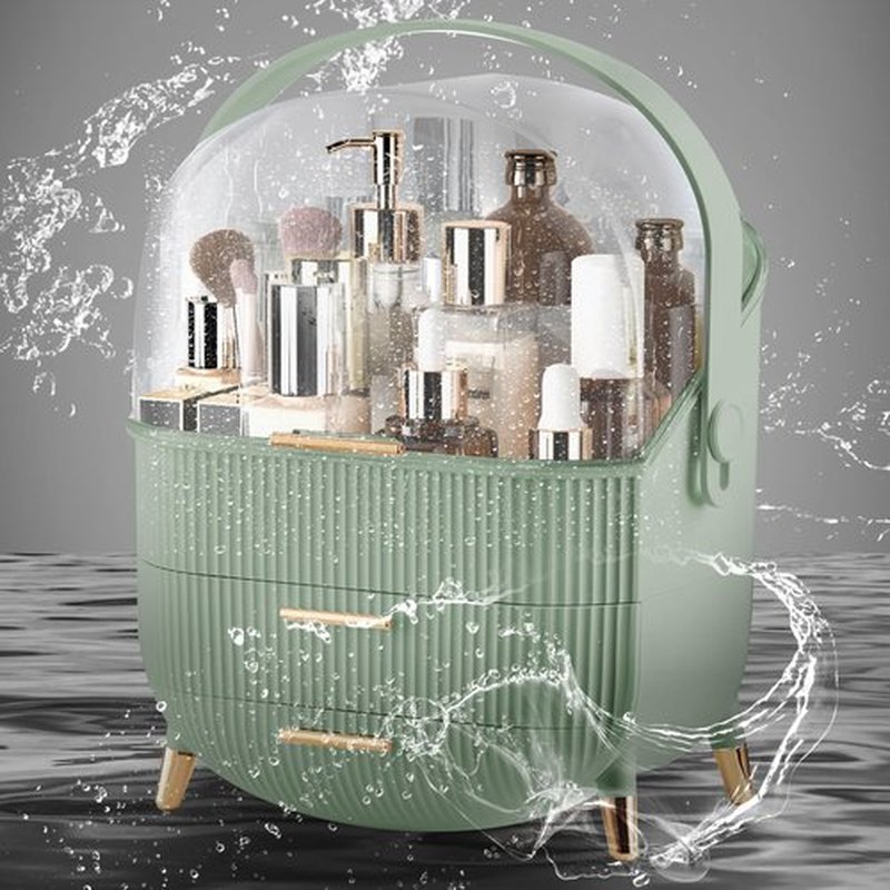 Make up Organizers and Storage, Makeup Organizer for Vanity, Cosmetics Skincare Organizers with Lid and Drawers, Cosmetic Display Cases for Countertop, Bathroom, Ideal Gifts for Women(Light Green)