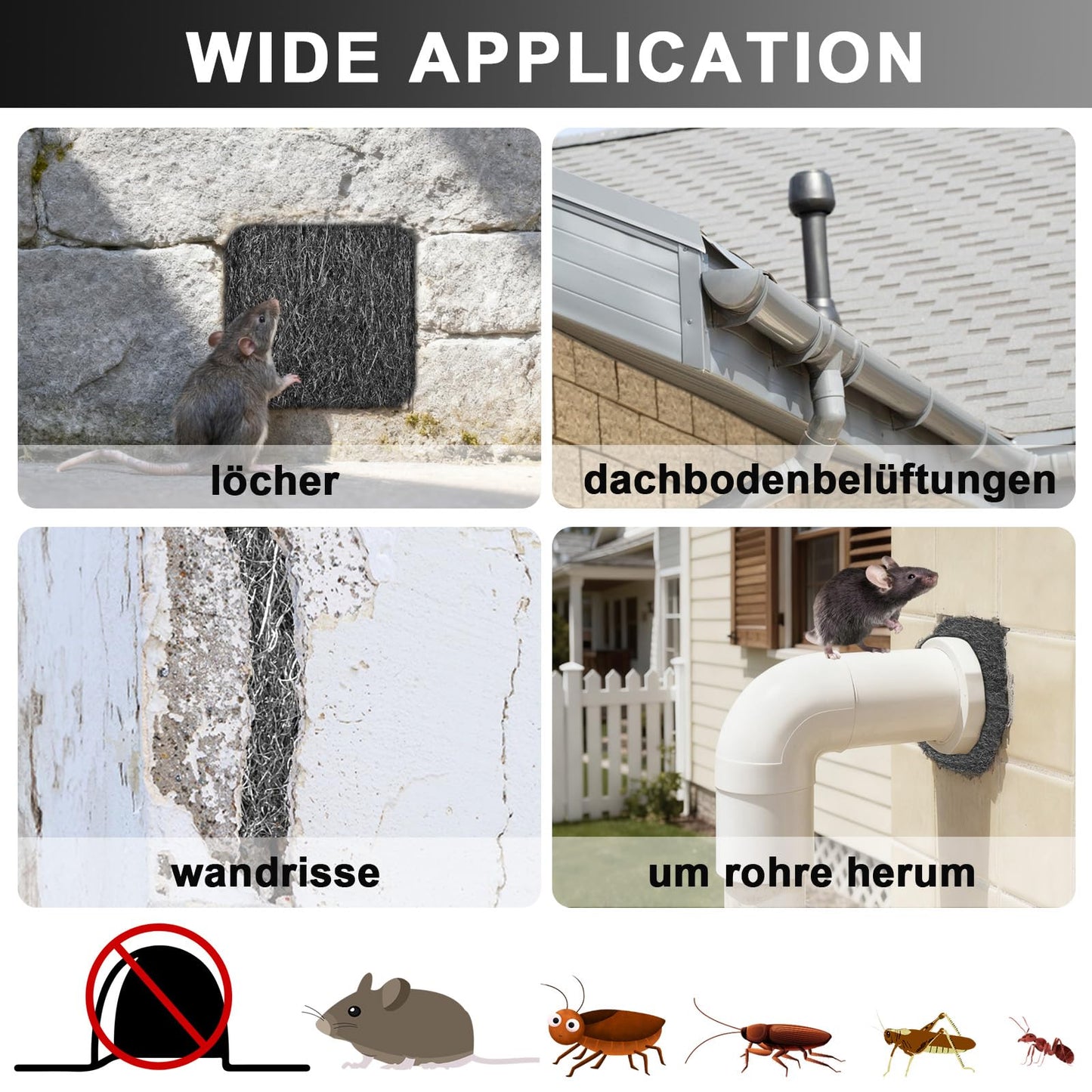 Steel Wool Mice Control, 65FT(1.1LB)#1 Steel Wool, Keep Mouse Away from Holes, Barrier and Gap Filler for Home, Wall, Garden, Kitchen, Pipeline in Garage, Coarse