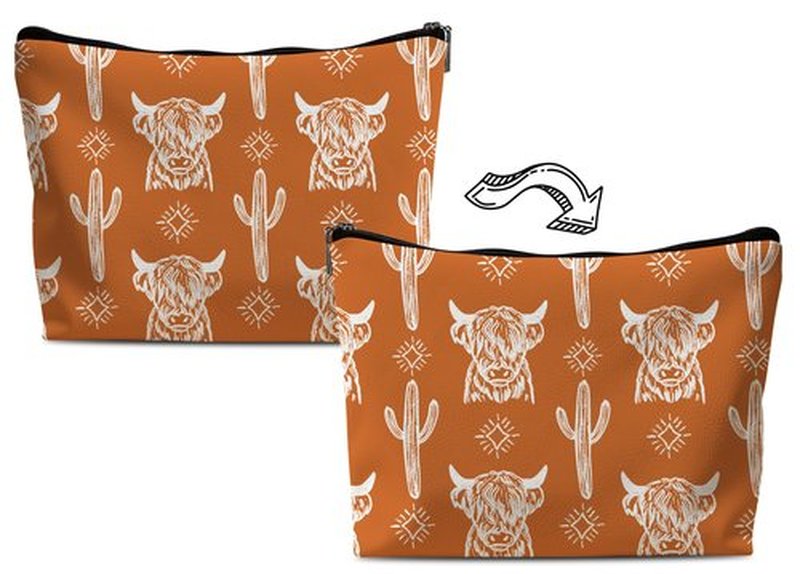 Lacosu Western Makeup Bag,Western Gifts For Women,Cow Makeup Bag,Cowgirl Stuff,Western Stuff For Women,Western Gifts,Cowgirl Gifts(Leather COW R)