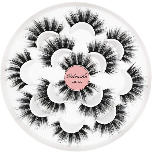 Veleasha Lashes 5D Faux Mink Lashes Fluffy False Eyelashes Handmade Eye Lashes Wispy Lightweight Fake Lashes Luxurious Volume Fake Eyelashes 7 Pairs Pack (Dubai)