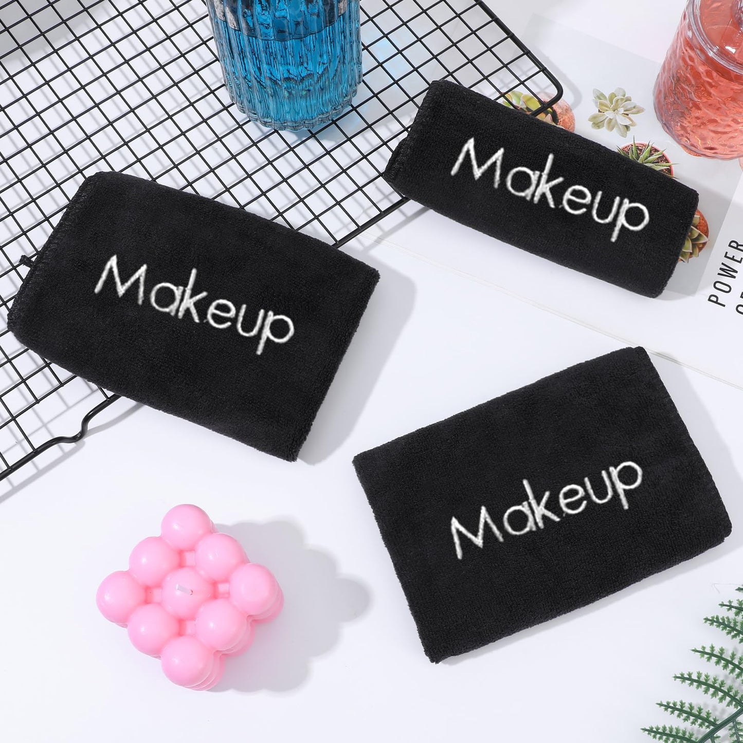 25 Pack Black Makeup Towels, 11.8 x 11.8 Inch Microfiber Face Washcloths, Reusable Makeup Remover Cloths for Facial Cleansing and Skin Care