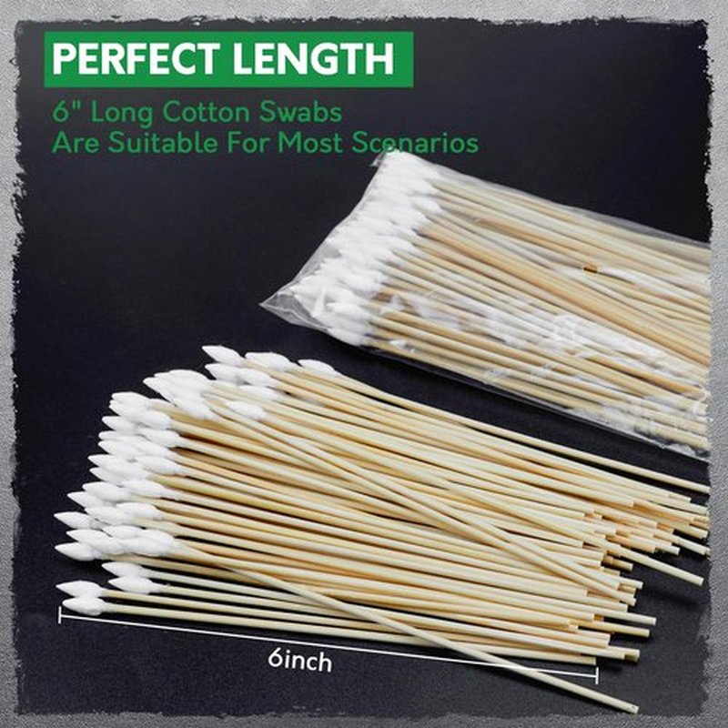 700PCS 6" Long Cotton Swabs - Strong Cleaning Swab with Bamboo Handle - Lint Free Cotton Swabs with Wooden Sticks - Cotton Tipped Applicators for Gun Cleaning, Makeup Removing, Pet Car (UrbanAbode)