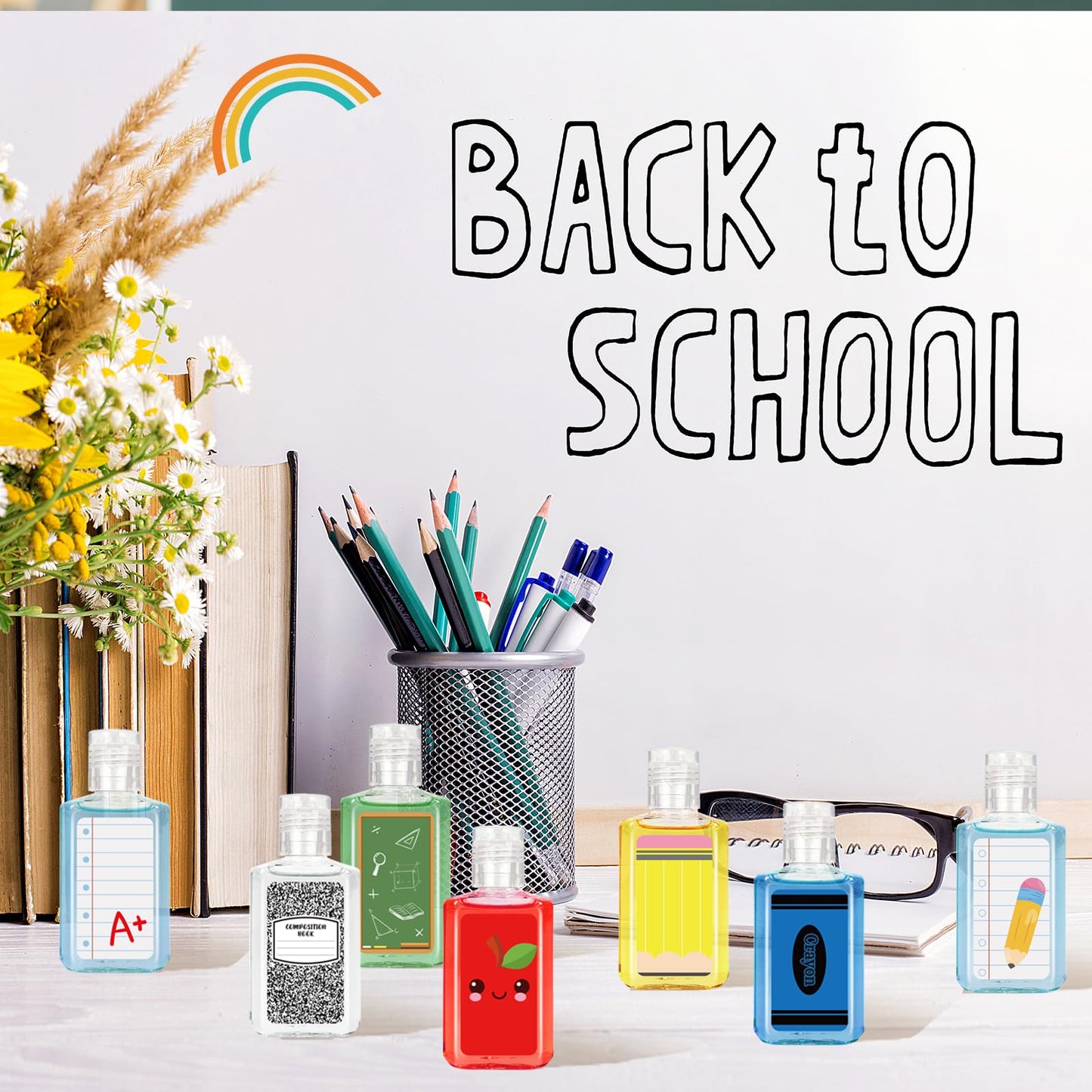 50 Pcs Back to School Mini Hand Sanitizer Bulk Back to School Favors Bulk 1fl Oz Hand Sanitizer Natural Plant Fragrance Travel Size Hand Soap Gift for Classroom Teachers Student First Day of School