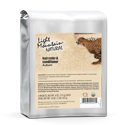 Light Mountain Henna Hair Color & Conditioner – Red Hair Dye, Organic Henna Leaf Powder and Botanicals, Chemical-Free, Semi-Permanent Hair Color + 4 Hair Clips