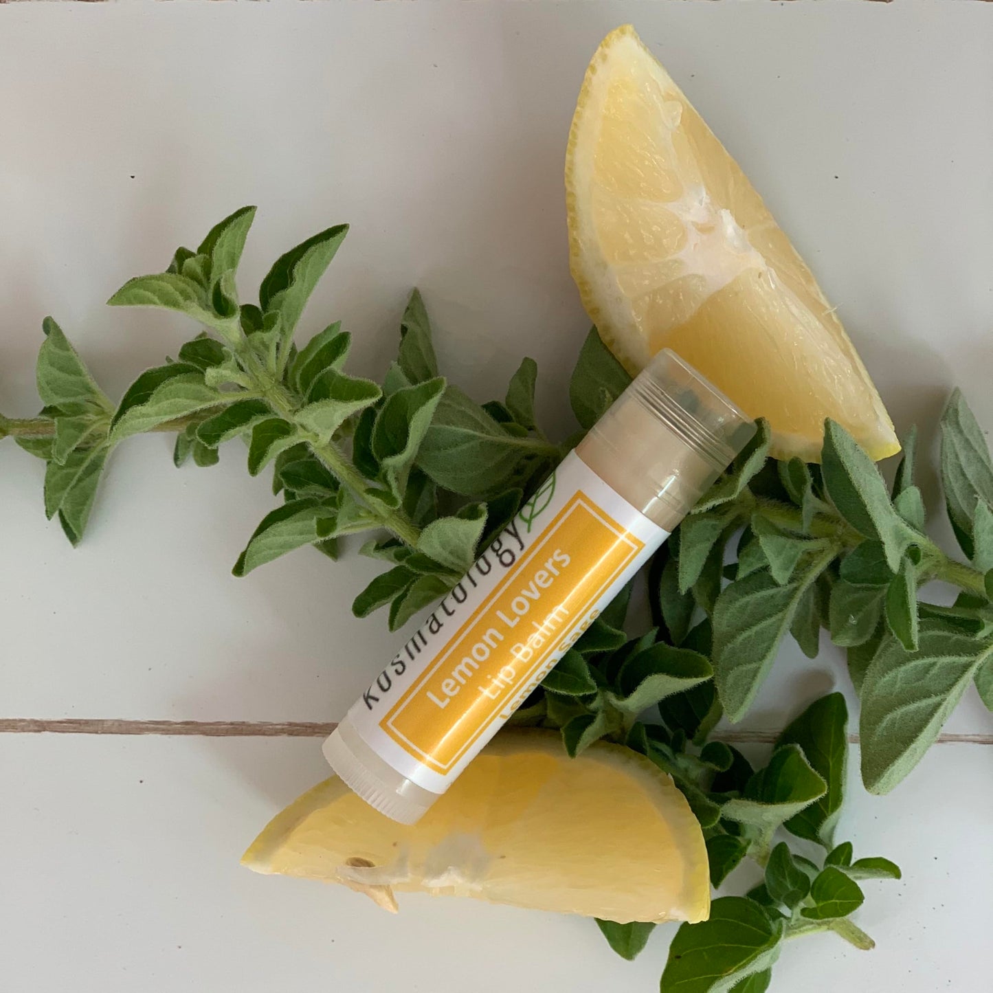 Kosmatology Organic Lemon Sage Lip Balm - Lemon Lovers 4 Pack | Beeswax Free | Vegan | 100% Natural Moisturizer for Cracked & Dry Lips