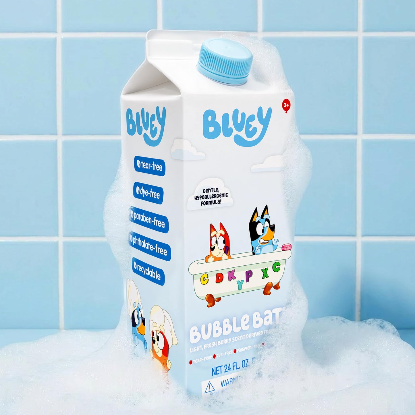 Bluey Bubble Bath for Toddlers and Kids 3+, Fresh Berry Scent, Tear Free | Dye, Paraben, Phthalate-Free | Hypoallergenic | 24 oz/ 710 ml