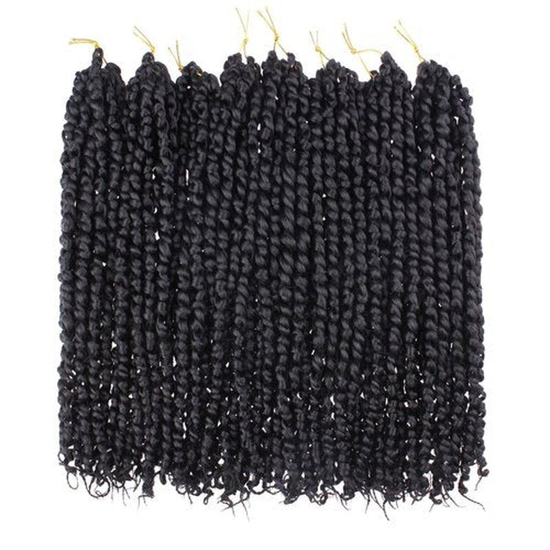 Leeven 8 Packs Passion Twist Crochet Hair 16 Inch Natural Black Bomb Pre Twisted Water Wave Crochet Braids Pre Looped Curly Bohemian Synthetic Braiding Hair Extensions for Women #1B