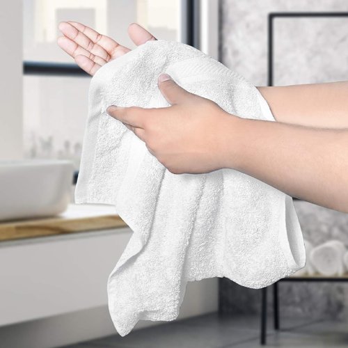 ZUPERIA 100% Cotton Bath Wash Cloths 12 Pack - 12" x 12"- Highly Absorbent Soft Washcloths for Face, Gym Towels, Hotel Spa Quality, Reusable Multipurpose Towels (Grey/White)