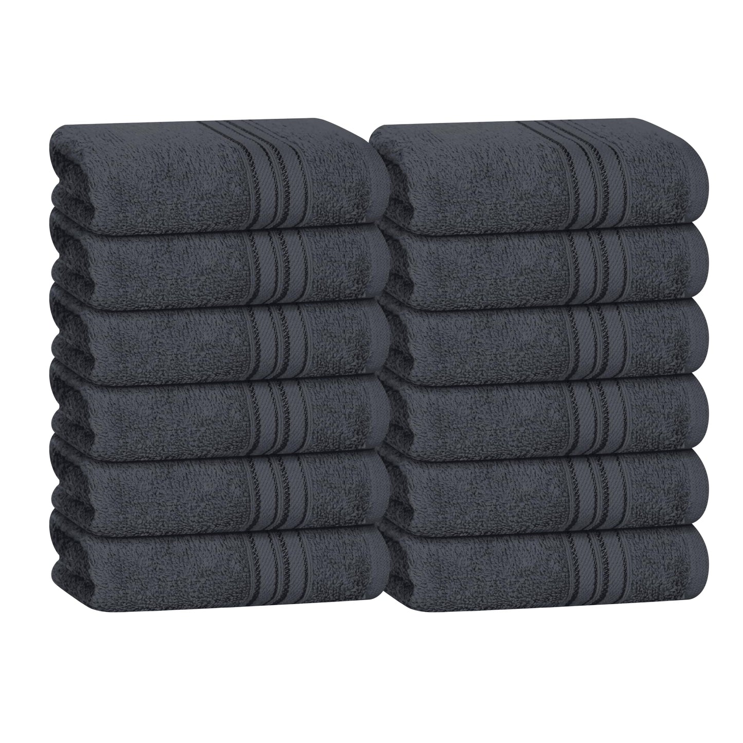 BOUTIQUO Ultra Soft Cotton Washcloths, Contains 12 Piece Face Cloths 12x12 inch, Ideal for Everyday use Face Towels, Compact & Lightweight Multi Purpose Washcloths - Charcoal Grey