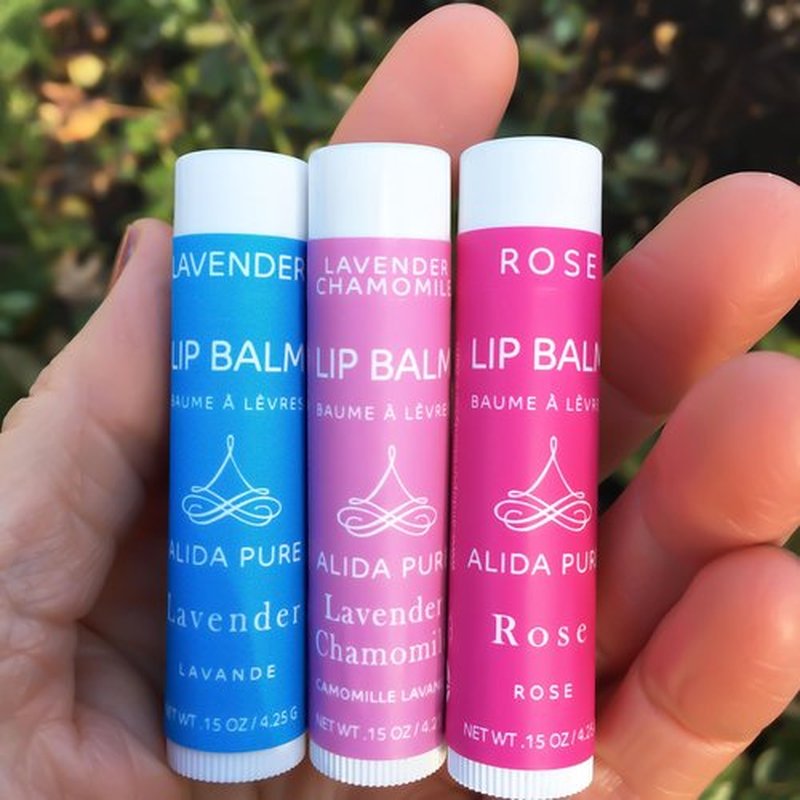ALIDA PURE Floral Lip Balm Collection, Vegan Lip Balm Set, Beeswax Free, with Avocado Oil, Organic Jojoba Oil, and Vitamin E, Natural Moisturizer for Dry, Chapped or Cracked Lips, 3 Tube Set