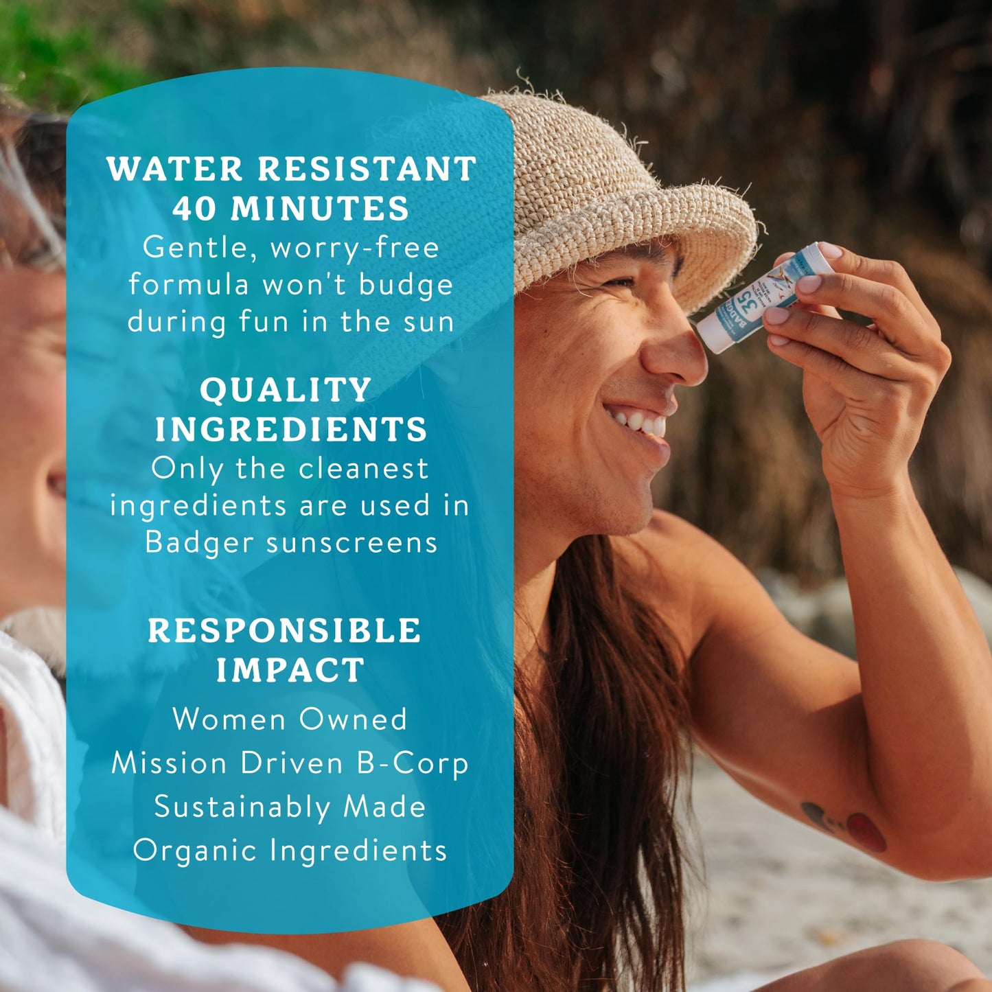 Badger Mineral Sunscreen Face Stick SPF 35, 97% Organic Unscented Zinc Oxide Travel Sunscreen, Coral Reef Safe Travel Size Stick, .65 oz