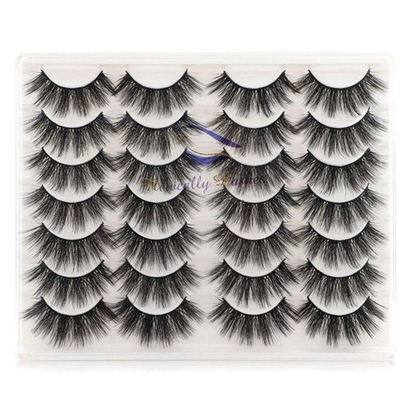 Newcally Lashes False Eyelashes Dramatic 20MM Faux Mink Lashes Pack 14 Pairs Wispy Long Thick Fluffy Strip Eye Lashes Multipack