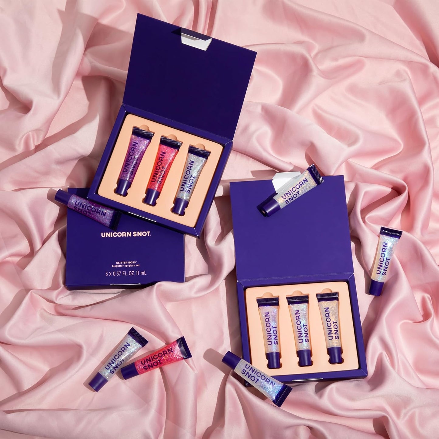 UNICORN SNOT Plant-Based Glitter Lip Gloss Gift Set | Sparkly and Shimmer Glitter Lips for Festivals, Raves, Anime Cosplay, Halloween Costume Makeup | Vegan & Cruelty Free 0.37 fl oz (3-Pack)