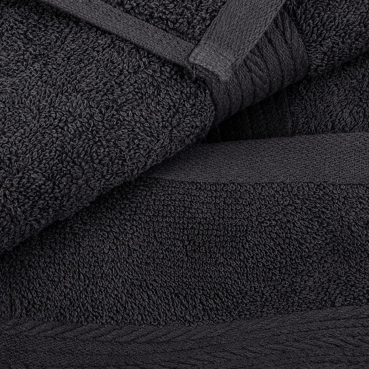 Ample Decor 100% Cotton Washcloths 12x12 Inches, 600 GSM, Soft & Absorbent, Durable, Set of 5, Gray