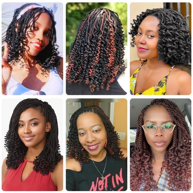 Burgundy Crochet Hair Short 10 Inch Senegalese Twist Crochet Hair Ginger Pre Looped Crochet Hair for Black Women 8 Packs Crochet Twist Hair with Curly Ends (10 Inch,T350)