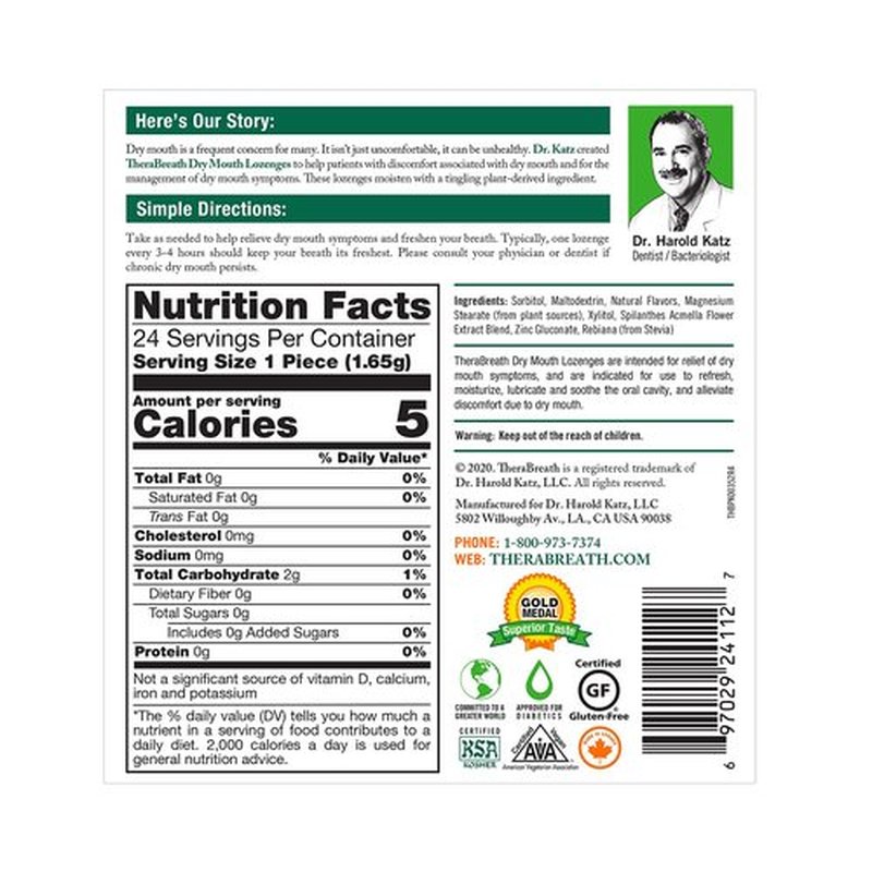 TheraBreath Dry Mouth Lozenges, Mandarin Mint, 100 Count (Pack of 2) & 24 Count Sugar-Free Dentist Formulated for Dry Mouth Relief