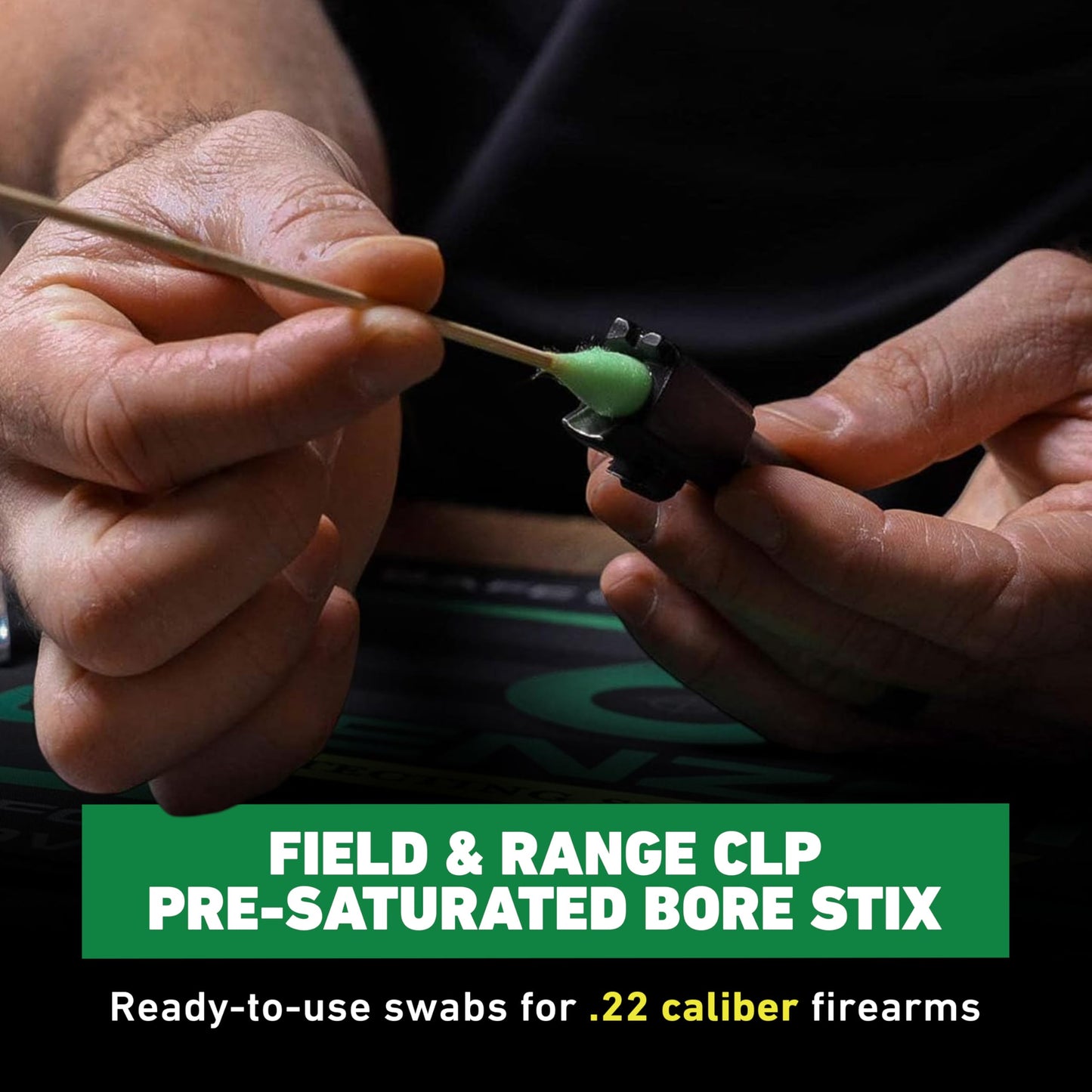 Clenzoil Field & Range Bore Stix | Pre-Saturated Gun Cleaning Cotton Swabs | Caliber Specific Gun Barrel Swabs for Pistols 22 Cal, 9mm, 40 Cal, 45 Cal .22 Caliber - 5.56 MM