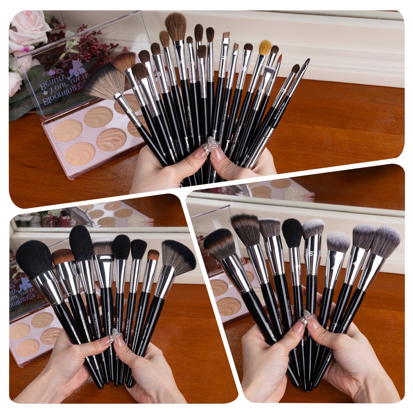 Bueart Design 36Pcs PRO Grade Natural Goat Hair Pony Bristles Makeup Brushes Set with Super Holder Professional-Grade Precision & Luxury Brush for beauty enthusiasts&professionals Makeup Artist