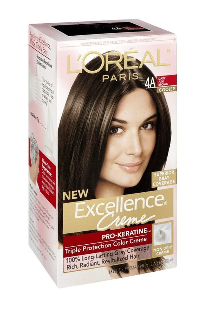 L'Oreal Paris Excellence Creme Haircolor, Dark Ash Brown [4A] (Cooler) 1 ea (Pack of 3)