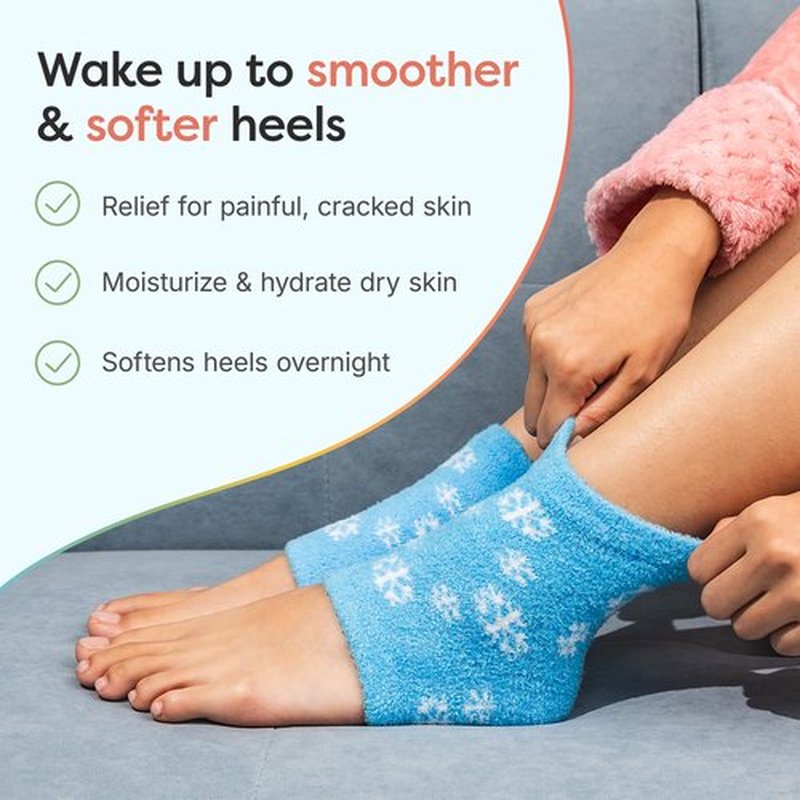 ZenToes Moisturizing Sleep Socks with Vitamin E, Olive Oil and Jojoba Seed Oil to Soften and Hydrate Dry Cracked Heels (Snowflakes, Regular)