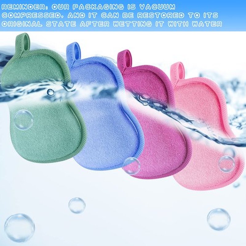 4 Pieces Baby Bath Sponge Cotton Baby Sponge Soft and Absorbent Sponge for Kids Babies Men Women (Red, Purple, Green, Blue)
