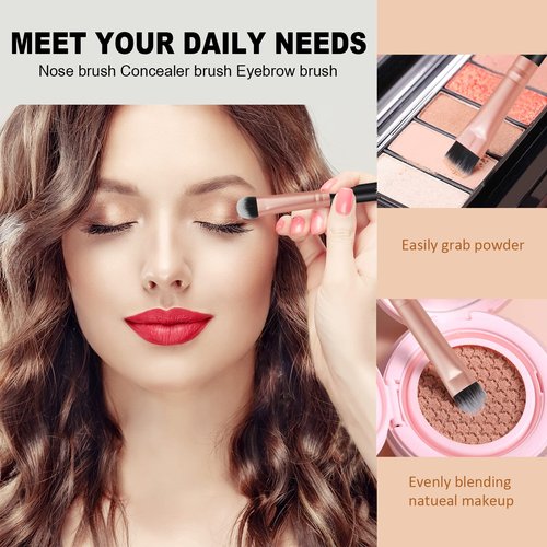 ZOREYA Makeup Brush Set - 15 Pcs Premium Synthetic Foundation Concealers Eye Shadows Make Up Brush,Eyeliner Brushes(RoseGold)