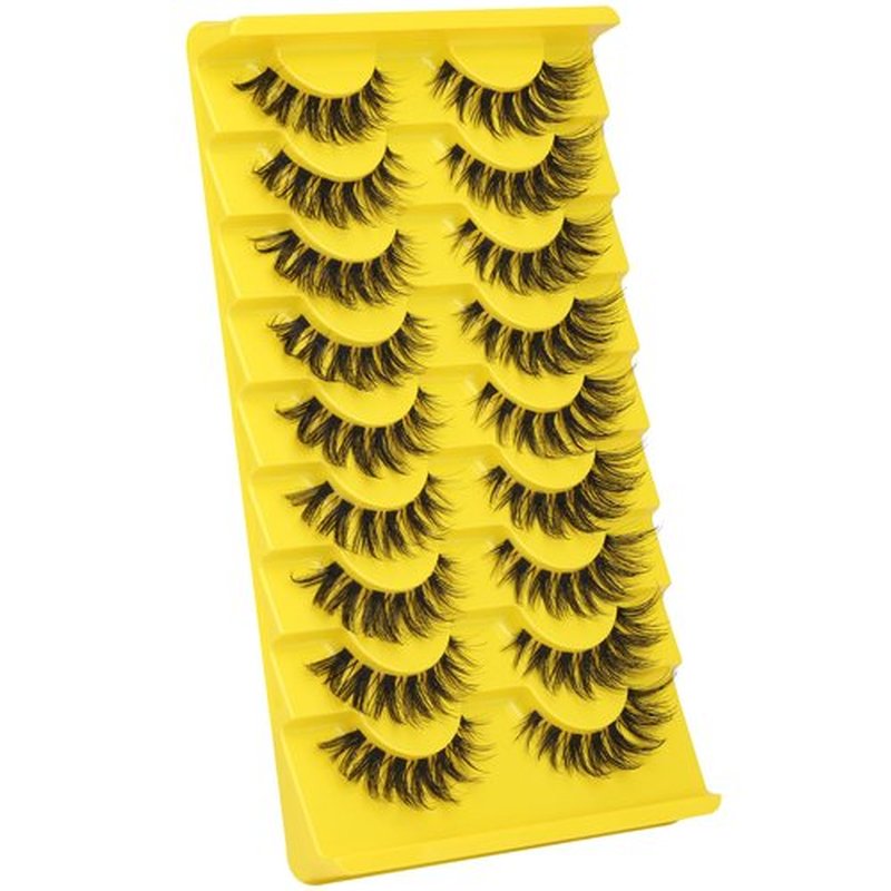 Cat Eye Lashes Natural Look False Eyelashes Fluffy Wispy Fake Eyelashes C Curl Strip 3D Lashes Cat Eye Fox Eyelash Mink Lashes with Clear Band 9 Pairs ALICROWN