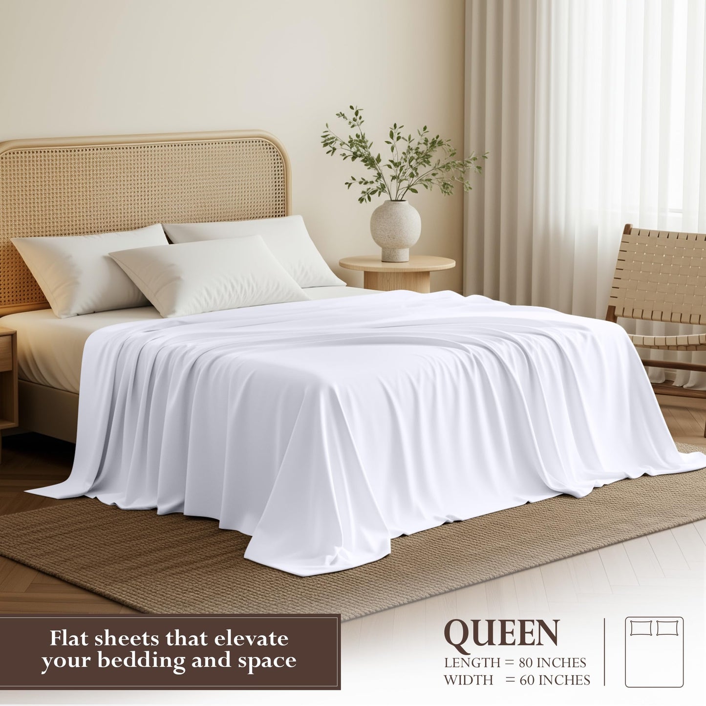 Utopia Bedding Flat Sheets - Pack of 6 - Soft Brushed Microfiber Fabric - Shrinkage & Fade Resistant Top Sheets - Easy Care (Queen, White)