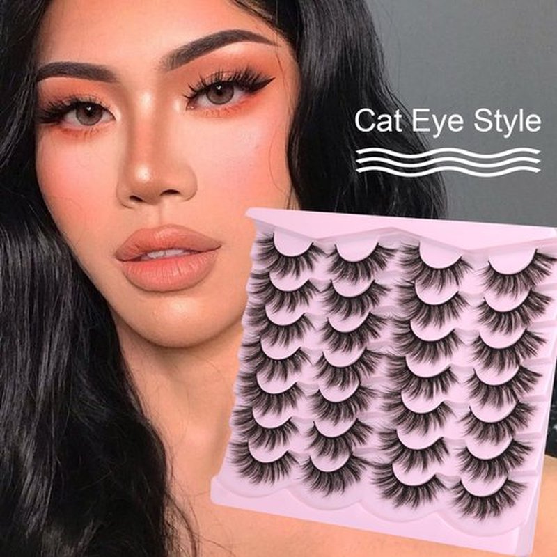 Eyelashes Natural Look Faux Mink Lashes Fluffy False Eyelashes Wispy Cat Eye Lashes Pack Strip Lashes by Kiromiro