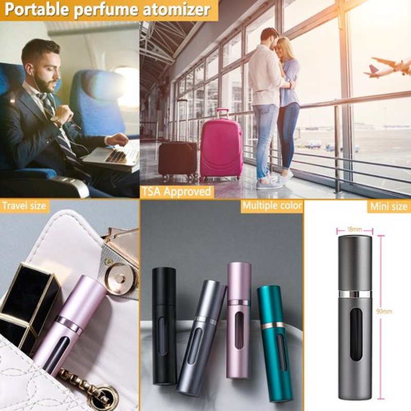ANTOKX Perfume Travel Refillable Bottle - 5ML Pocket Perfume Atomizer, Travel Perfume Atomizer Refillable Perfume Spray Bottle, Portable Perfume Sprayer for Women and Men (Green)