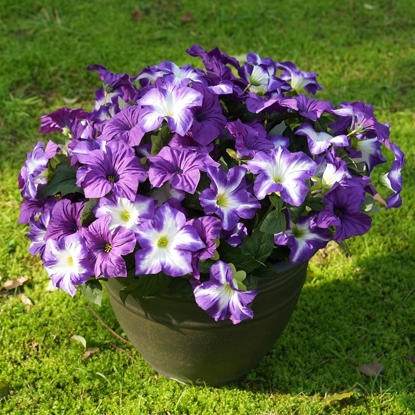 FULLMUSIC Autumn Artificial Flowers for Outdoors, UV Resistant Fake Morning Glory, Look Real Faux Silk Plants for Front Door Garden Porch Planter