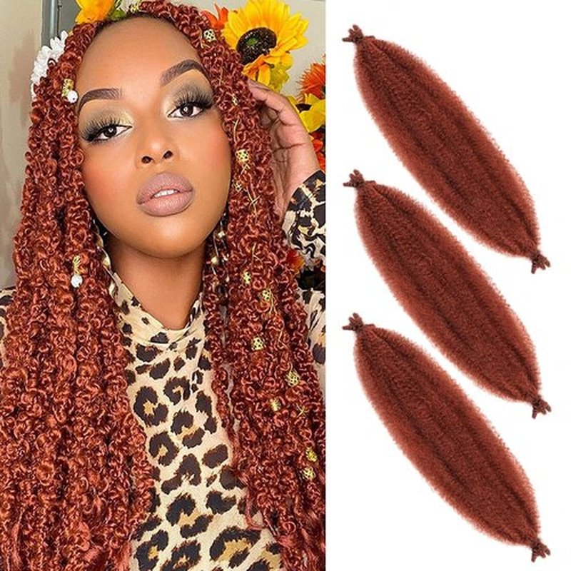 IXIMII 30 Inch Ginger Springy Afro Twist Hair 3 Packs Soft Pre-Separated Marley Braiding Hair Pre-fluffed Crochet Spring Twist Synthetic Hair Extensions for Distressed Faux Locs,Passion Twists