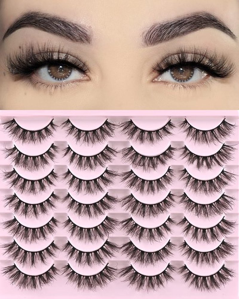 FARRED Lashes Natural Eyelashes Wispy Cat Eye False Lashes Fluffy Fake Eyelash Natural Look 14 Pairs Short Faux Mink Strip Eye Lash Pack for MUA and Beginners Daily Makeup (F4 | 9-16mm)