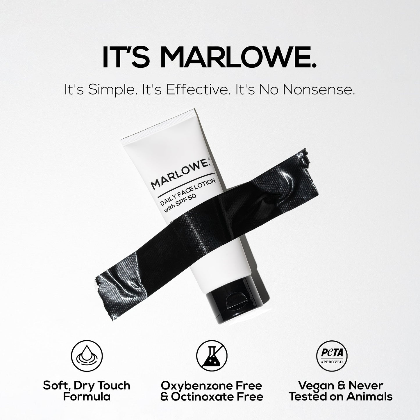 MARLOWE. Face Moisturizer with SPF 50, 3.4 oz, 2 Pack, Lightweight, Non-Greasy Daily Sunscreen Lotion to Protect, Hydrate & Nourish, Clean, Vegan Formula with Aloe Vera & Shea Butter, Fragrance Free