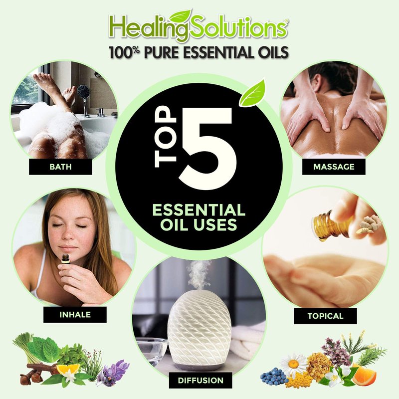 Healing Solutions Camphor Essential Oil 10ml (0.33 oz) – Organic, Pure, Undiluted Camphor Oil, Therapeutic Grade for Hair, Diffuser, & Skin
