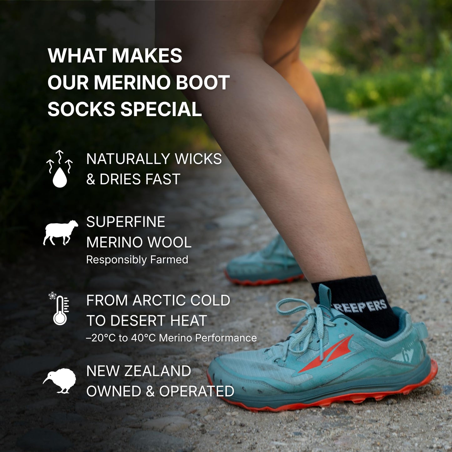 Creepers Anti-Blister Merino Wool Toe Socks – Quarter Crew | Running & Hiking, Unisex