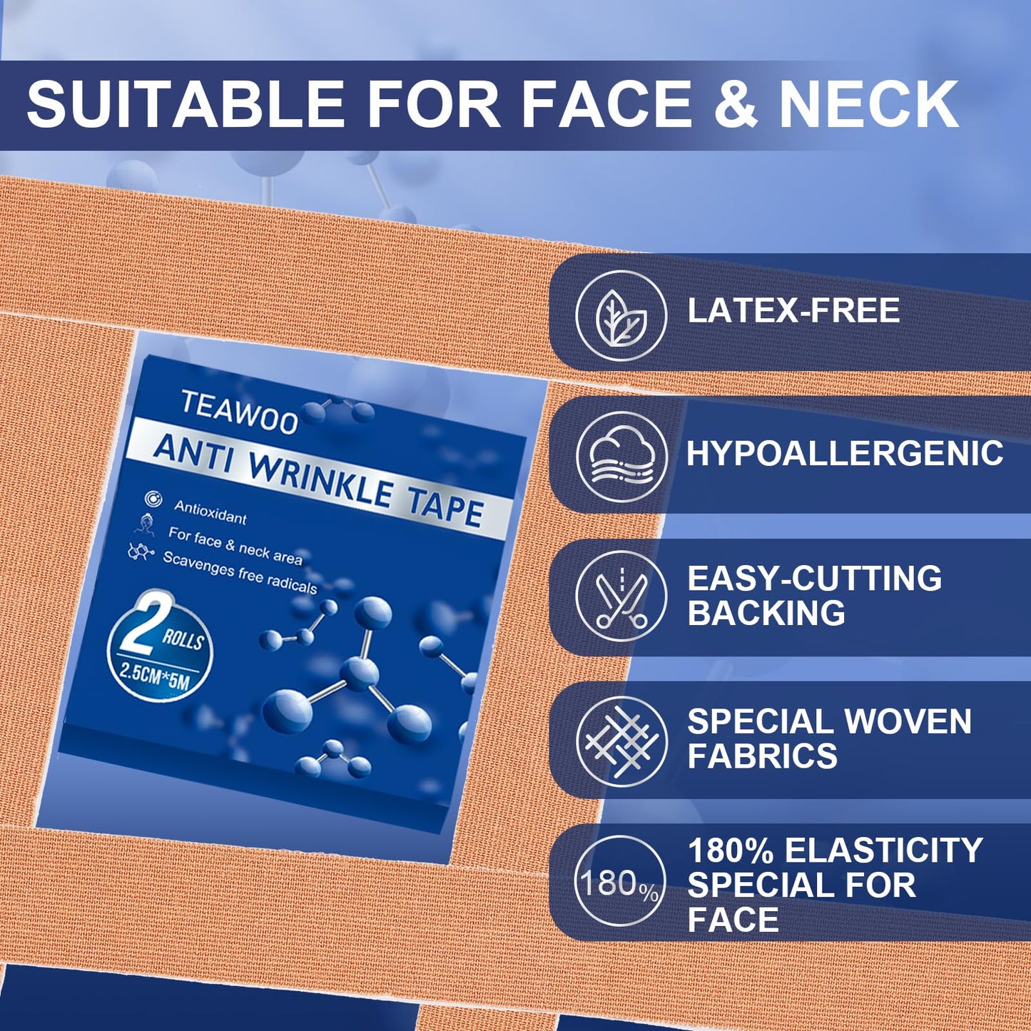Anti Wrinkle Face Tape | Skin Tape for Wrinkles | Facial Myofascial Lift Tape for Skin | Wrinkle Tape for Face & Forehead | Facial Tape for Wrinkles | Anti Aging Tape for Wrinkles Overnight 2 Rolls